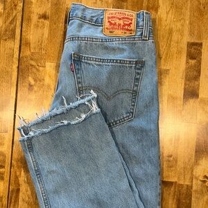 Levi's Men’s 550 Light Wash Relaxed Jeans Raw Hem